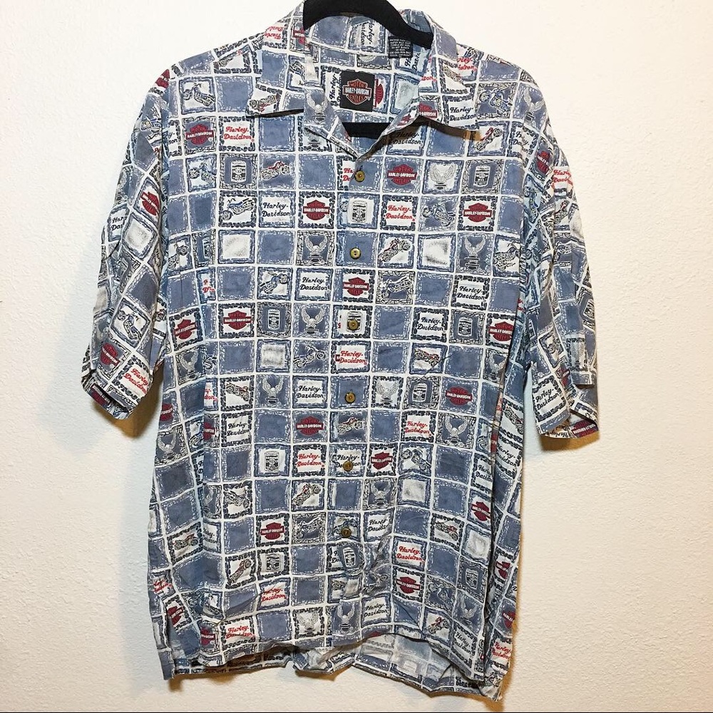 Harley Davidson button Down Hawaiian style top
